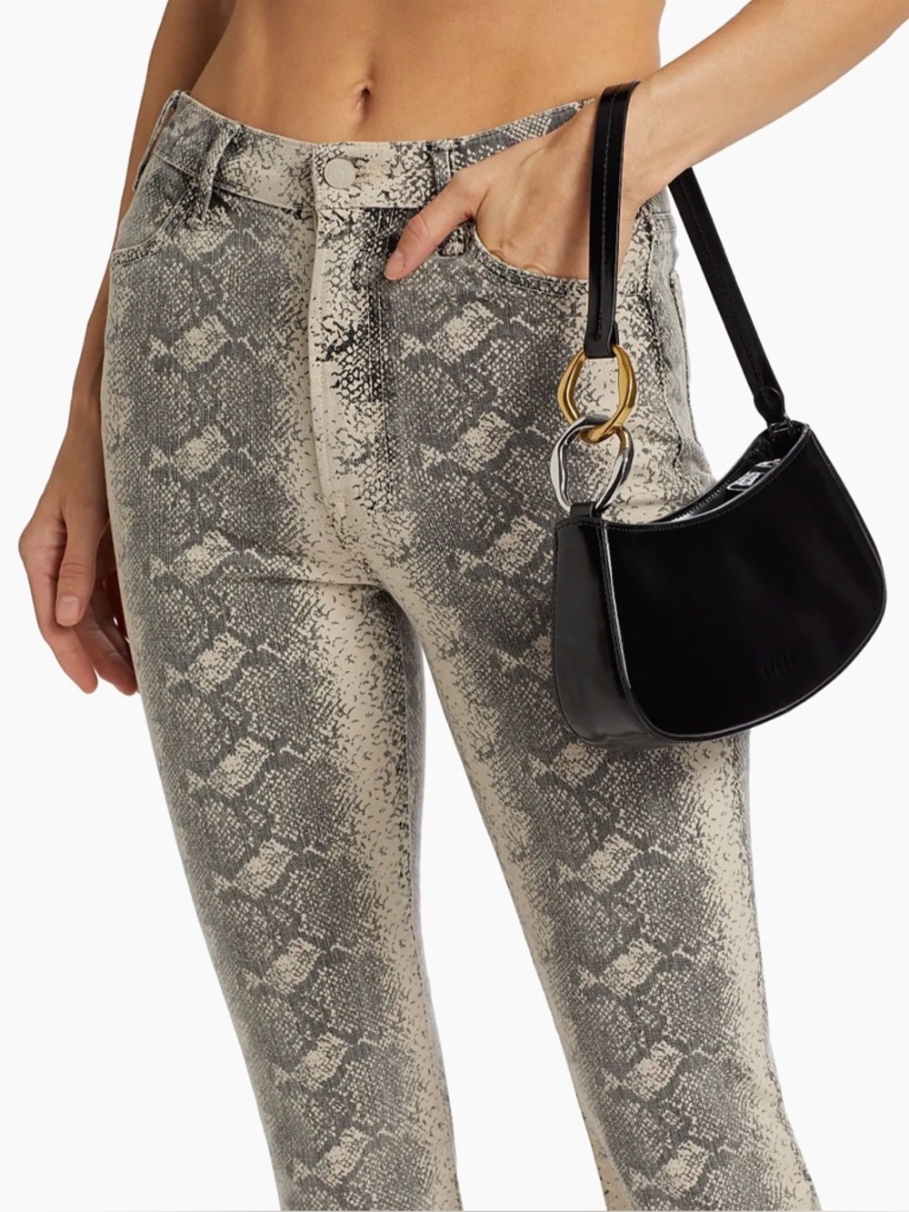 NWT MOTHER "The Hustler" Flood jeans in the "Boa Babe" snake print 27 - Picture 8 of 16